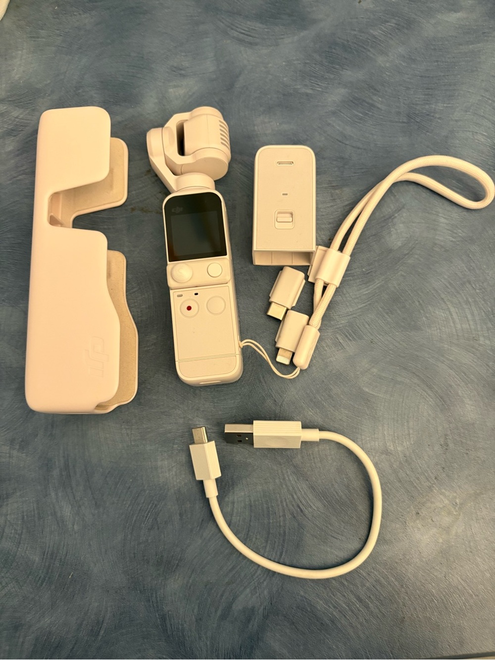DJI White Pocket Gimbal Camera with Case and Cables